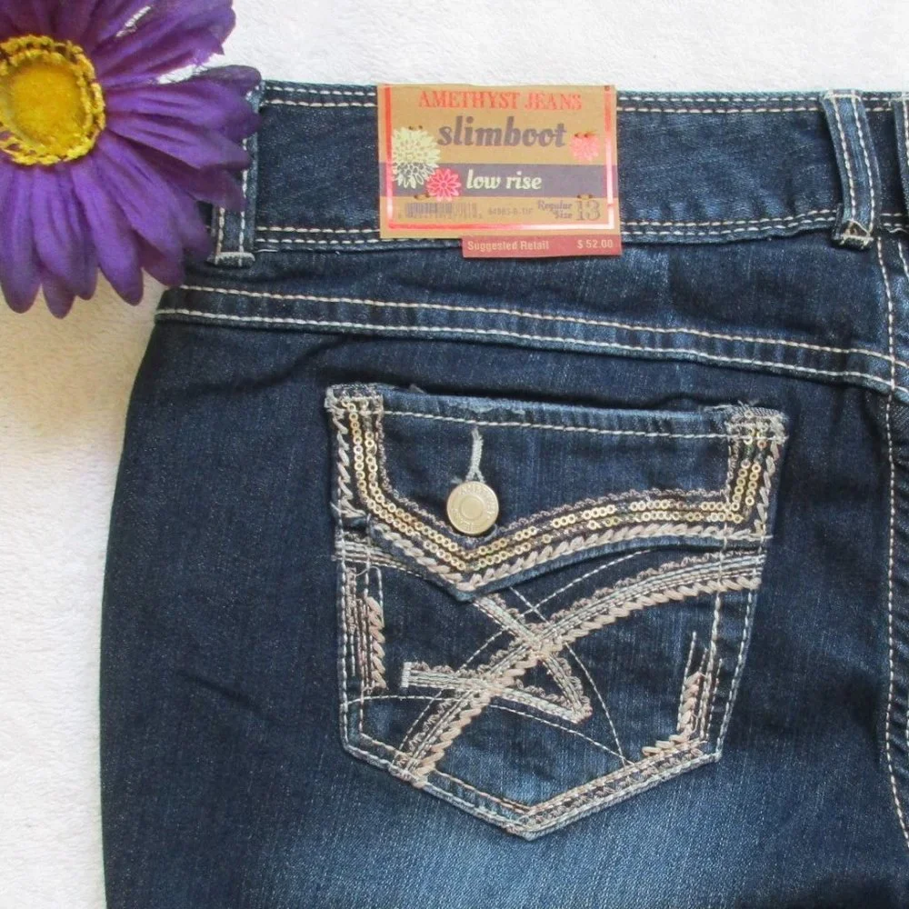 🌸SOLD🌸 New AMETHYST Jeans Size 13 Low Rise Boot Cut Denim - Picture 11 of 12